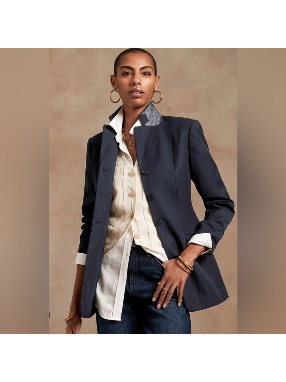Banana Republic Classic Quiet Luxury Career Riding Jacket Boardroom Chic Blazer